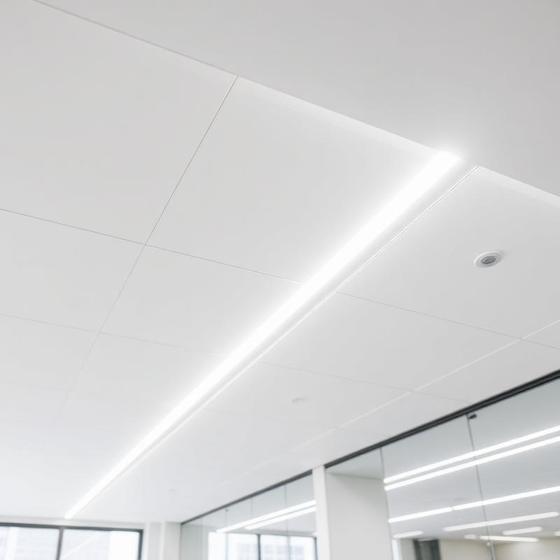 Forro modular de gesso com iluminacao LED em escritorio