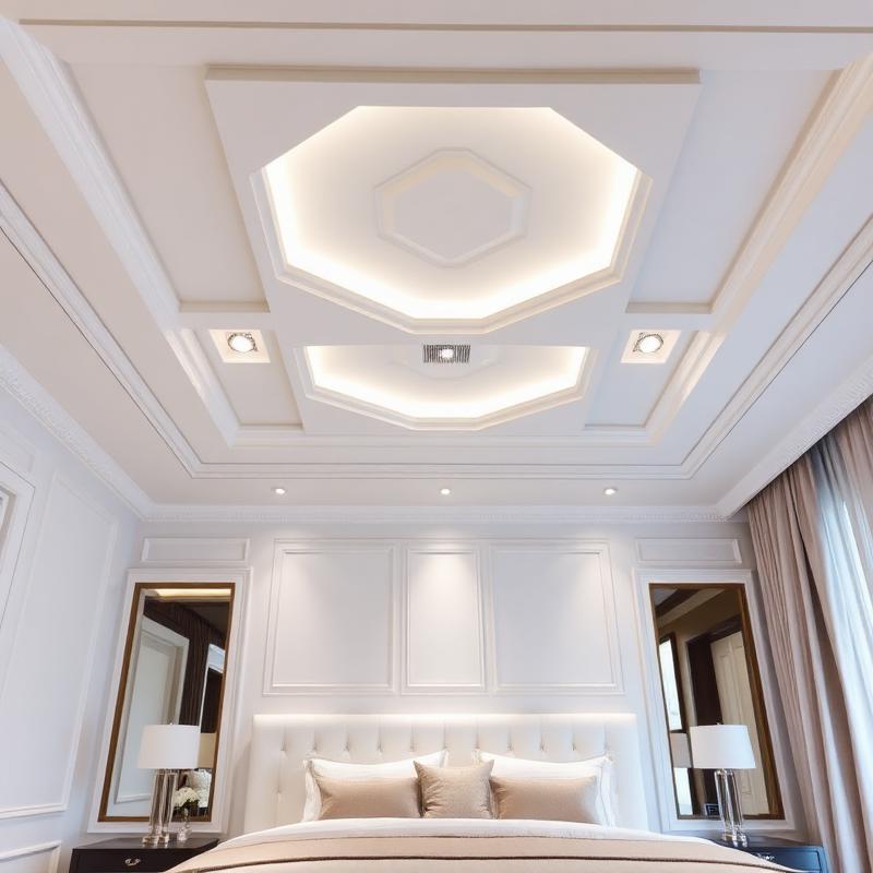 Forro decorativo de gesso com sancas em quarto